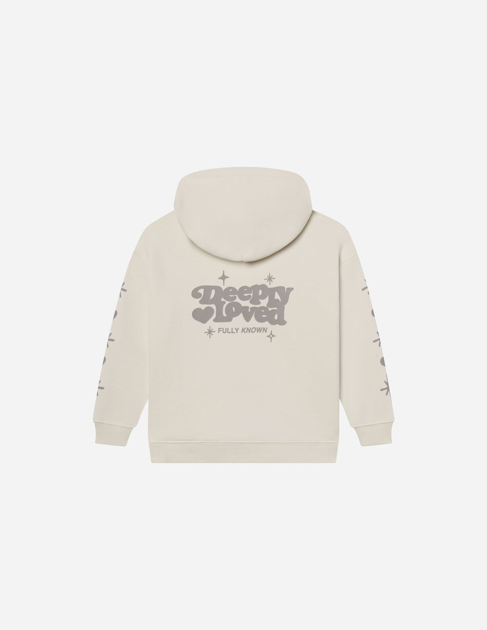 Kids hoodie from Elevated Faith featuring a "Deeply Loved" design, soft fabric, and comfortable fit for children.