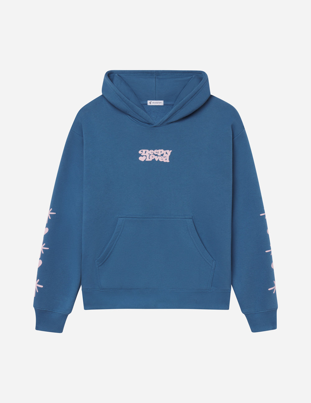 Unisex hoodie from Elevated Faith with "Deeply Loved" printed design, cozy fit, and soft fabric in a casual style.