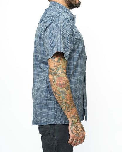 Short sleeve Deke SS Shirt in Dusty Royal by Off The Grid Surplus, featuring a casual fit and durable fabric.
