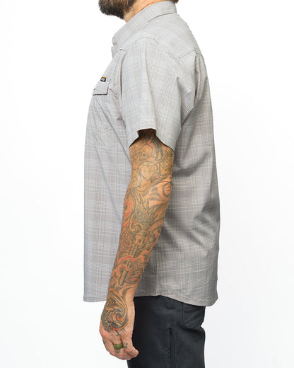 Storm grey Deke SS Shirt by Off The Grid Surplus featuring short sleeves and a casual fit. Classic, versatile men's shirt.