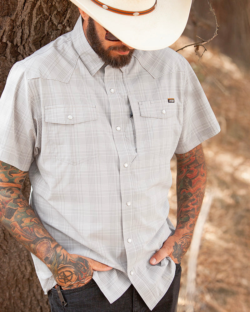 Storm grey Deke SS shirt by Off The Grid Surplus, short sleeve casual shirt with a relaxed fit and modern design.