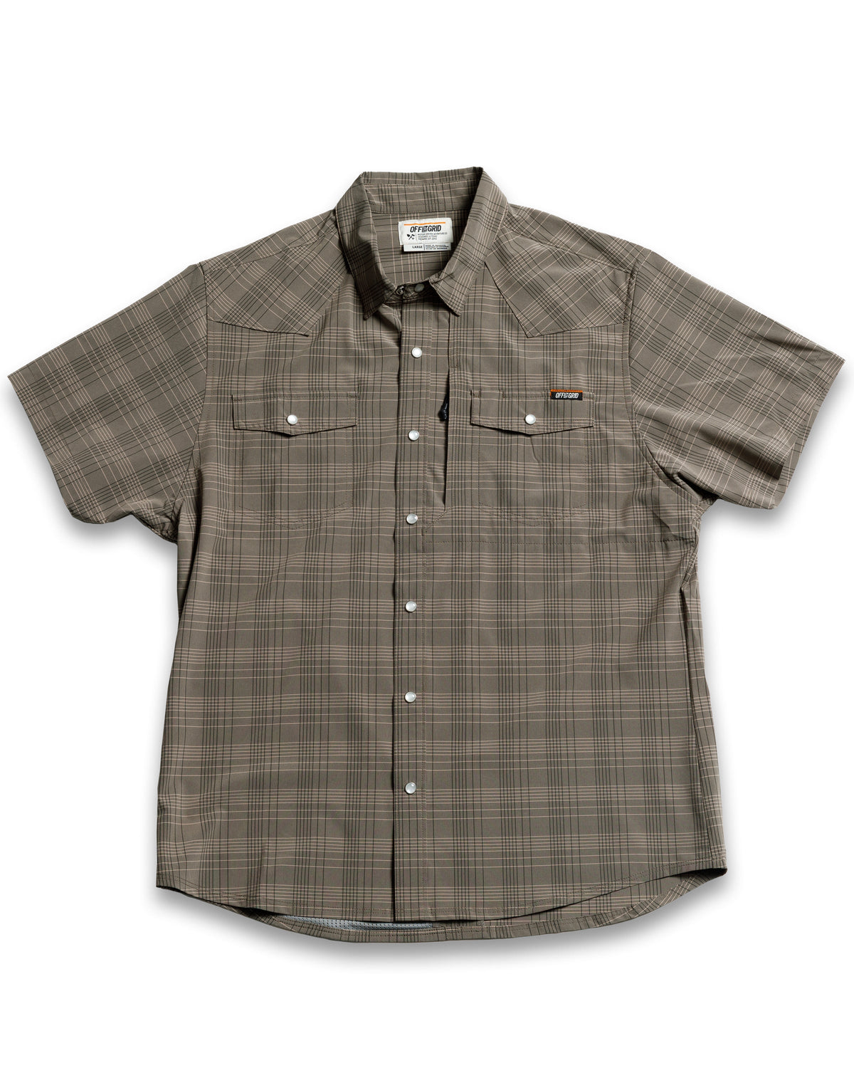 Short sleeve Deke SS shirt in Beluga Brown by Off The Grid Surplus, featuring a comfortable fit and casual style.