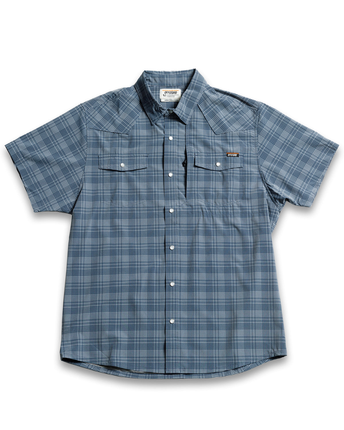 Short sleeve Deke SS shirt in Dusty Royal color by Off The Grid Surplus, featuring a casual fit and button-front design.