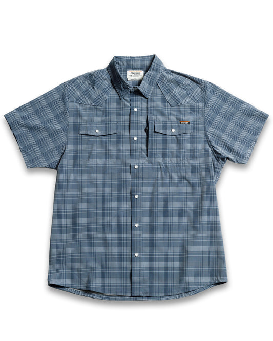 Short sleeve Deke SS shirt in Dusty Royal color by Off The Grid Surplus, featuring a casual fit and button-front design.