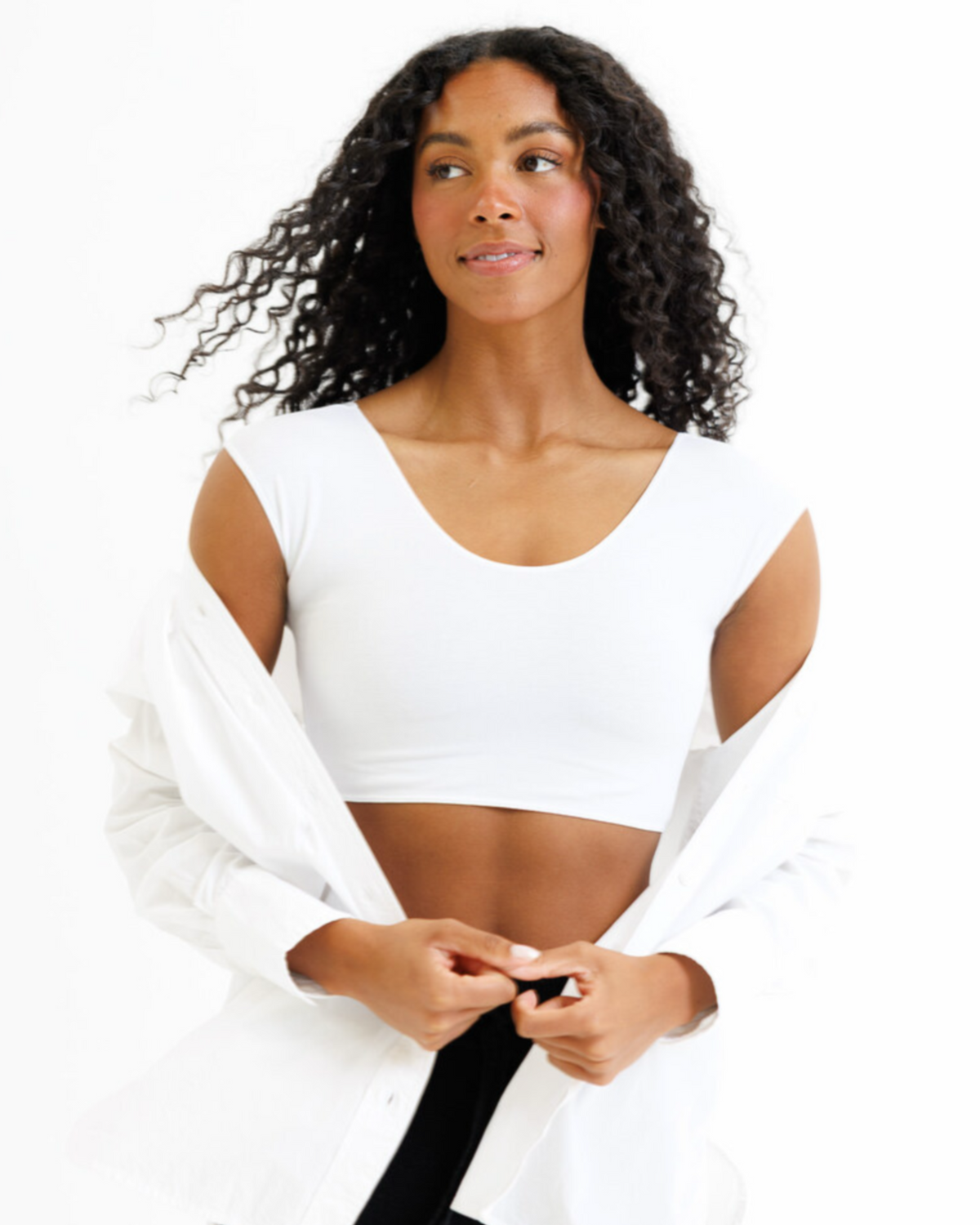 Downeast Demi Tee in soft fabric, featuring a classic short-sleeve design and a relaxed fit, displayed on a hanger.