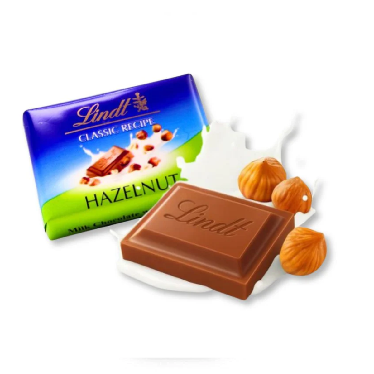 Assorted Lindt Classic Recipe Hazelnut Mini Chocolate Bars in a bulk Candy In Bulk box, showcasing individually wrapped chocolates.
