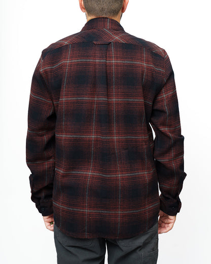 Black Destroyer Flannel by Off The Grid Surplus, showing a cozy, stylish flannel shirt with a button-up front and classic plaid pattern.