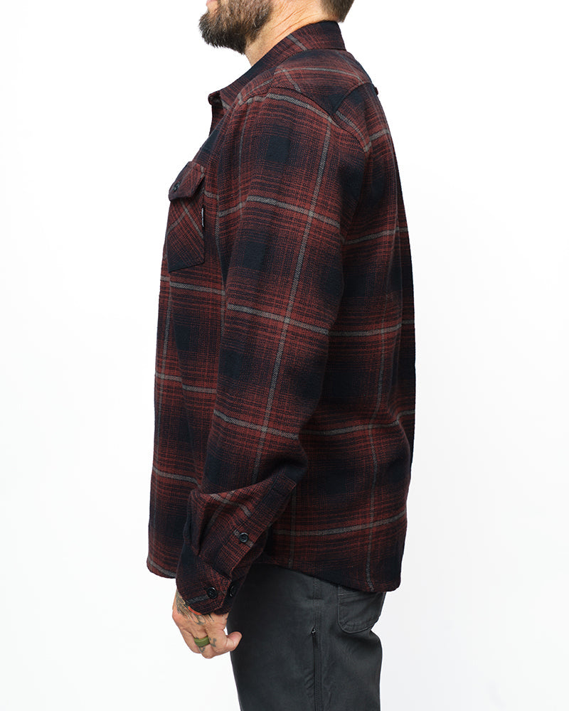 Black Destroyer Flannel from Off The Grid Surplus, featuring a soft, comfortable flannel fabric with a classic plaid pattern.