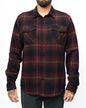 Black Destroyer Flannel by Off The Grid Surplus, showcasing a cozy, stylish black flannel shirt with button closure and classic fit.