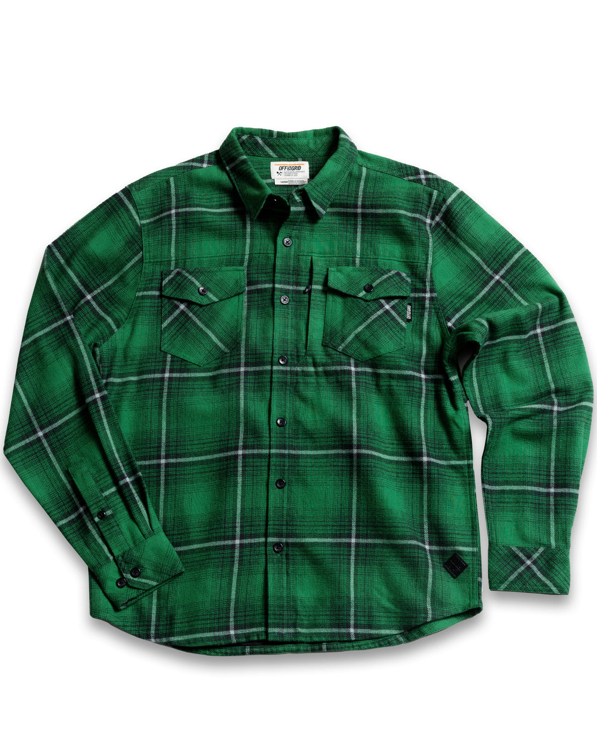 Long-sleeve Destroyer Flannel shirt by Off The Grid Surplus in a plaid pattern, featuring a classic collar and button-front design.