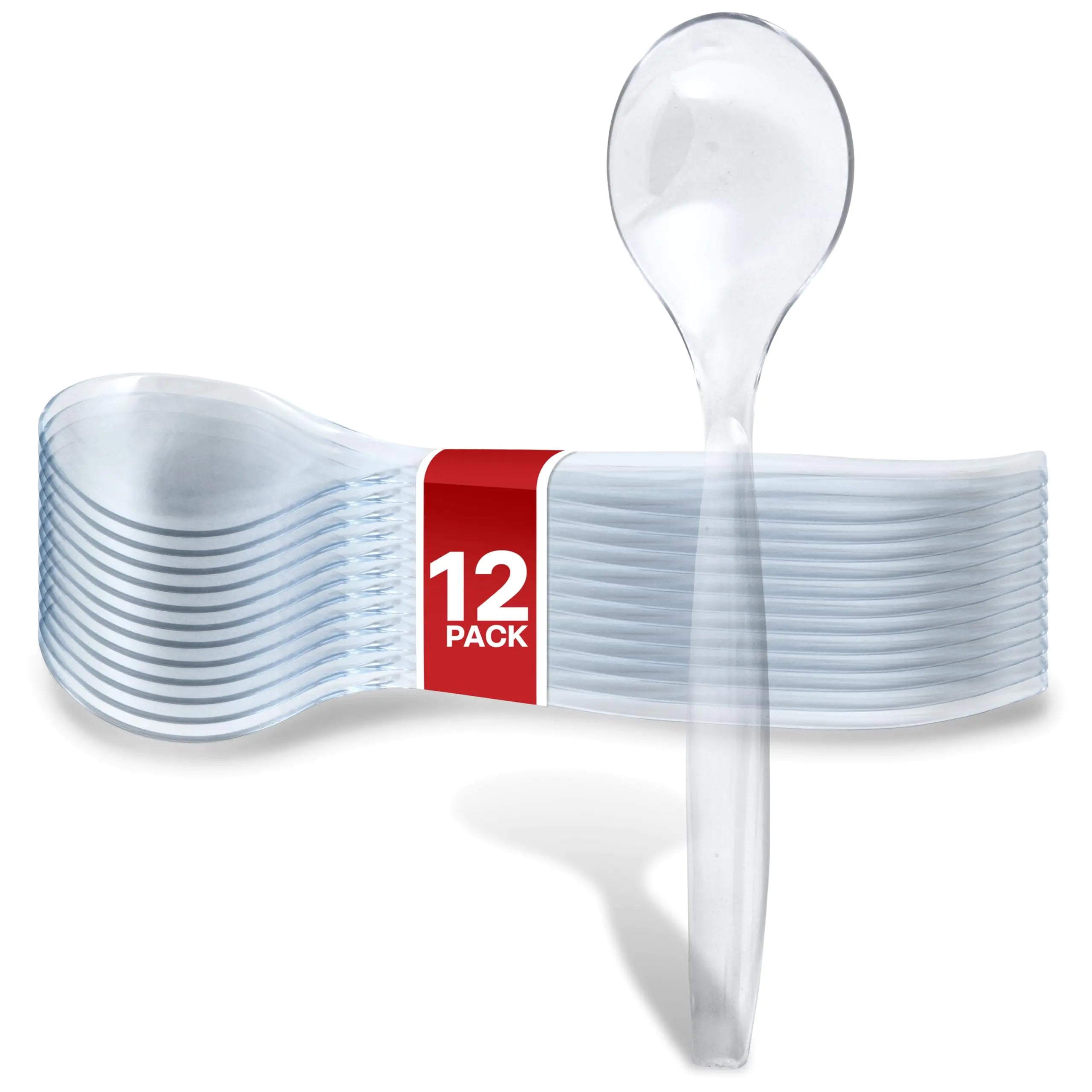 12 Count 10-Inch Disposable Serving Spoons Clear Plastic Serving Spoons for Catering Weddings Holiday Parties and More Large Plastic Serving Utensils for Buffet Party Spoons Stock Your Home