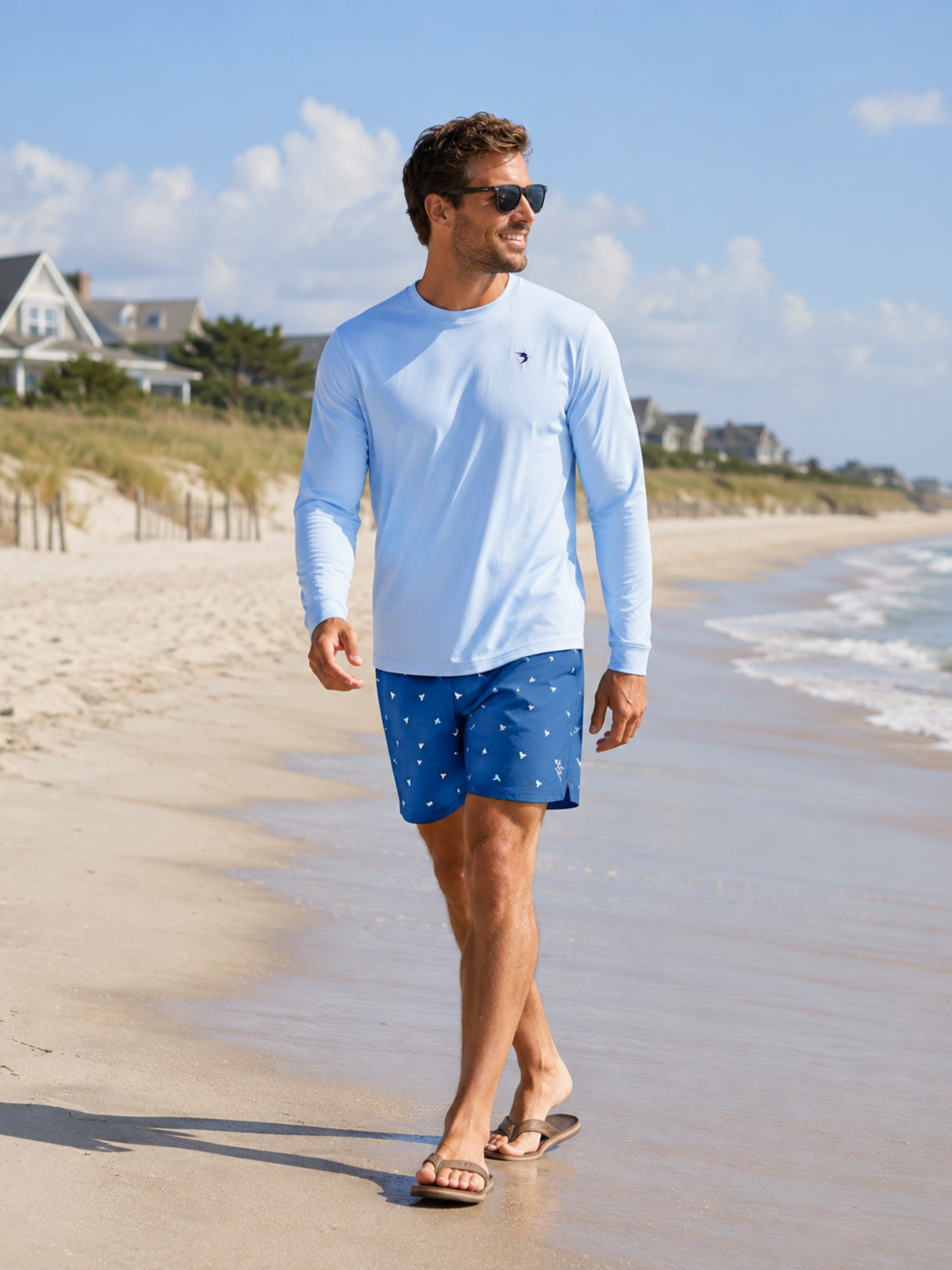 White Water Life Dockside Performance long sleeve shirt shown in a casual lifestyle setting, highlighting the comfortable fit and fabric.