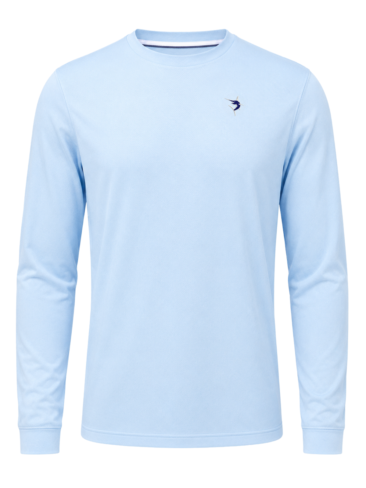 White Water Life Dockside Performance long sleeve shirt shown in navy blue with logo and comfortable fit for outdoor activities.