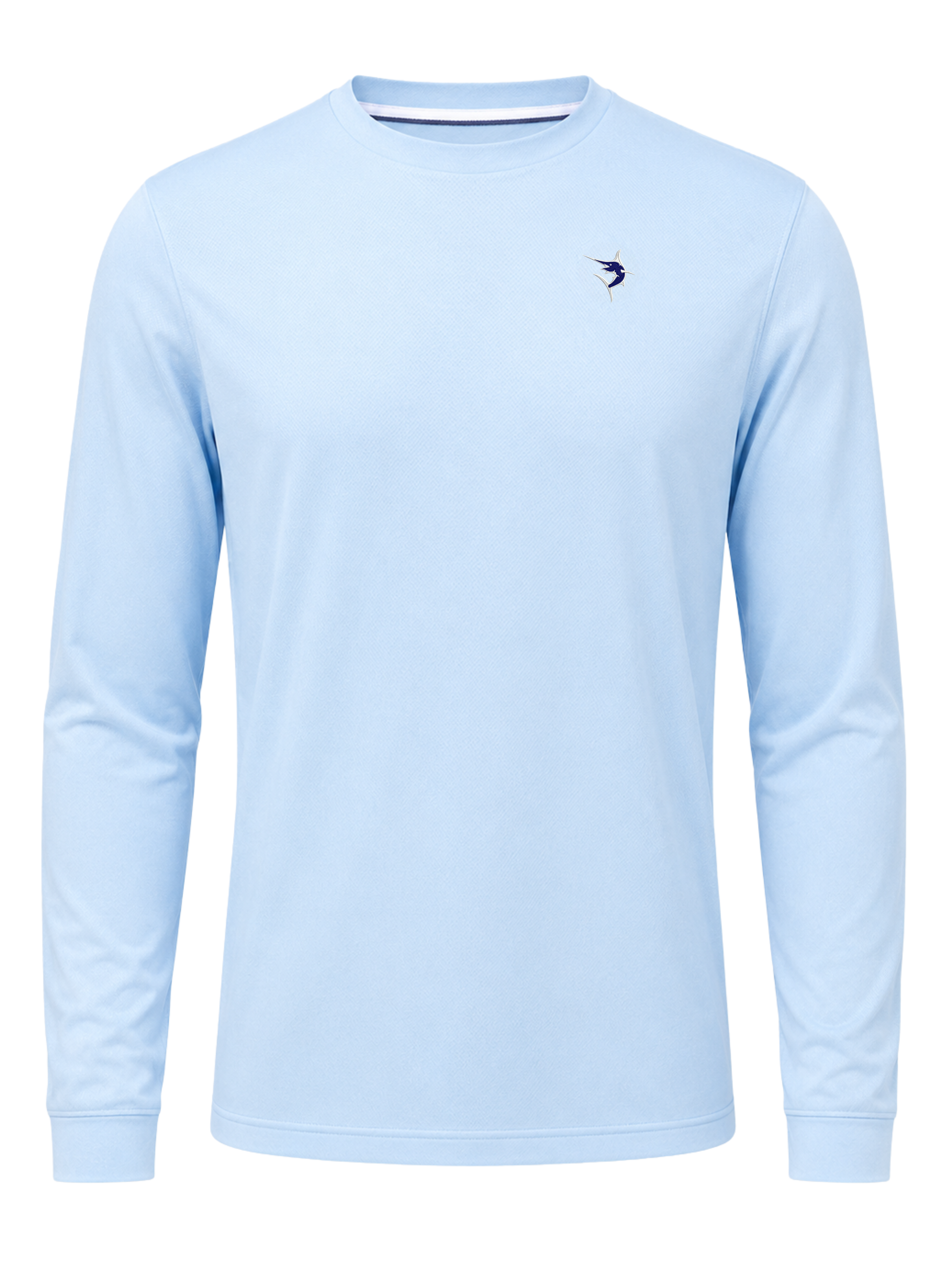 White Water Life Dockside Performance long sleeve shirt shown in navy blue with logo and comfortable fit for outdoor activities.