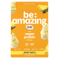 Be Amazing vegan protein powder with pineapple flavor in the Dole Whip style, showing the product container and pineapple imagery.