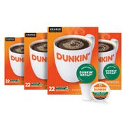 (4 Pack) Dunkin’ Decaf Medium Roast Coffee, Keurig K Cup Pods, 22 Count Box