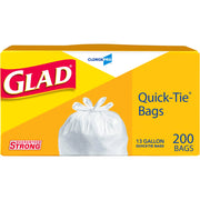 Glad CloroxPro Quick-Tie Tall Kitchen Trash Bags 13 Gallon 200 Count Package May Vary