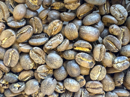 Roasted Mexican FTO Chiapas coffee beans from Good Brothers Coffee LLC showcasing dark, aromatic roasted coffee in a close-up shot.