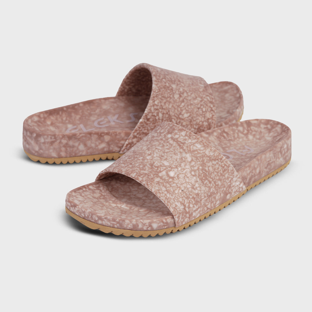 Fleks East Beach Slide in Blushed with wide strap and cushioned sole, perfect for casual summer wear.