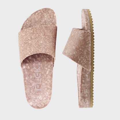 Fleks East Beach Slide in Blushed color, top-down view showing comfortable slip-on design and casual summer style.