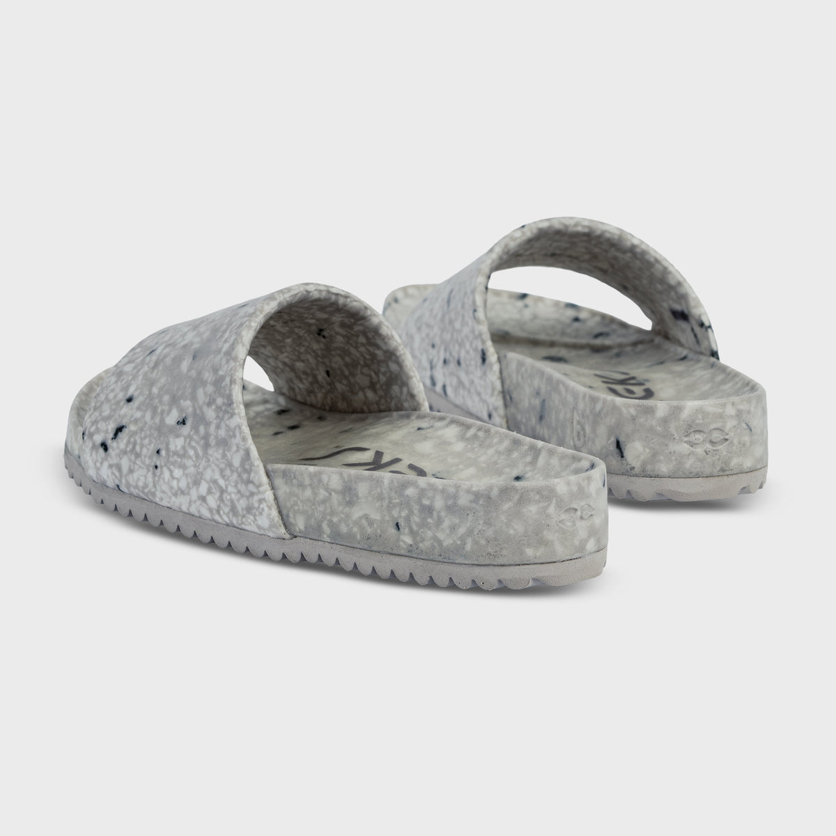 Rear view of Fleks East Beach Slide in Cloudy Day color, featuring comfortable slip-on design and casual summer style.