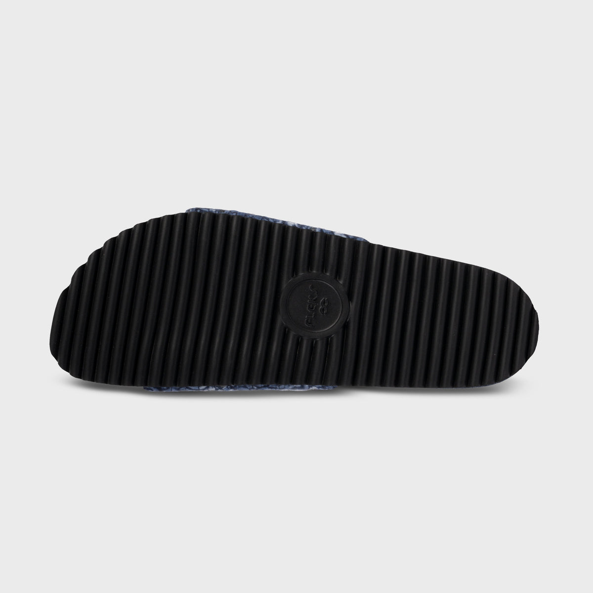 Fleks East Beach Slide in Deep Blue Sea with textured rubber outsole for casual summer wear.