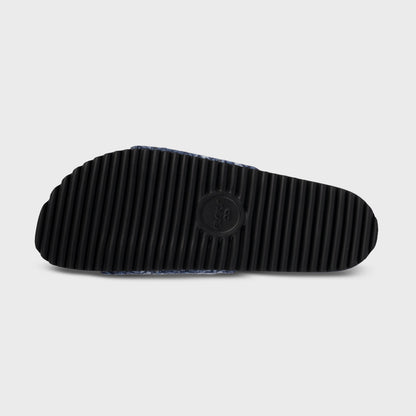Fleks East Beach Slide in Deep Blue Sea with textured rubber outsole for casual summer wear.