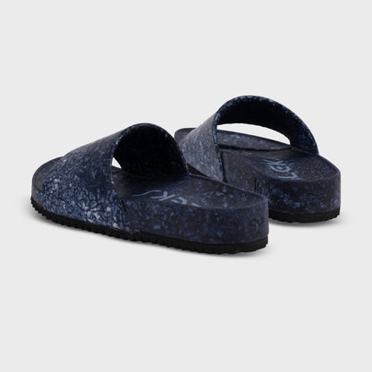 Fleks East Beach Slide in deep blue sea color, featuring casual slip-on design with cushioned sole and open toe for summer wear.