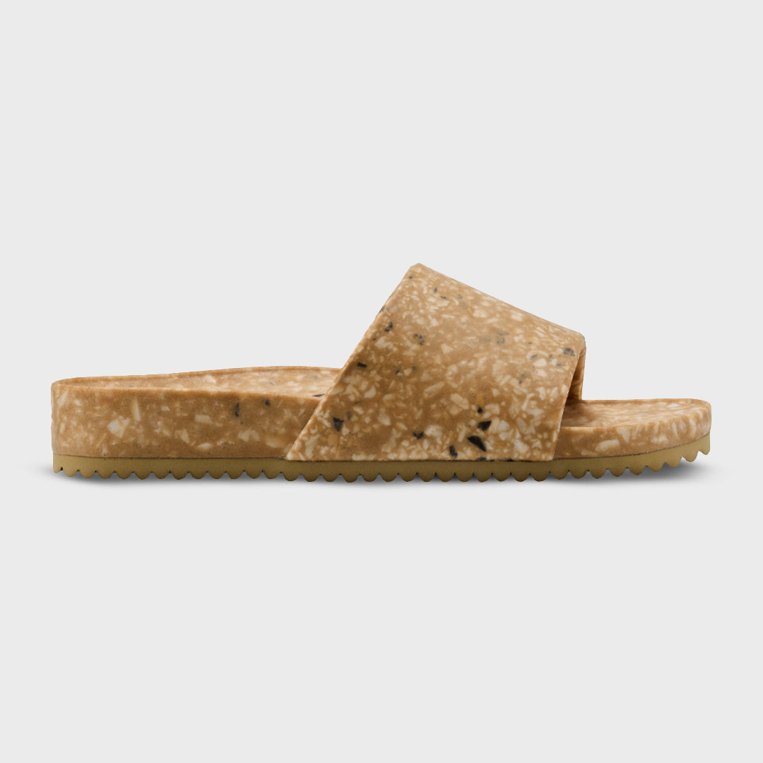 Fleks East Beach Slide in Morning Coffee color, single profile view showing casual slide sandal design.