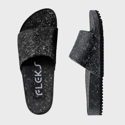 Fleks East Beach Slide in Night color, top-down view showing comfortable slide sandal with open toe design.