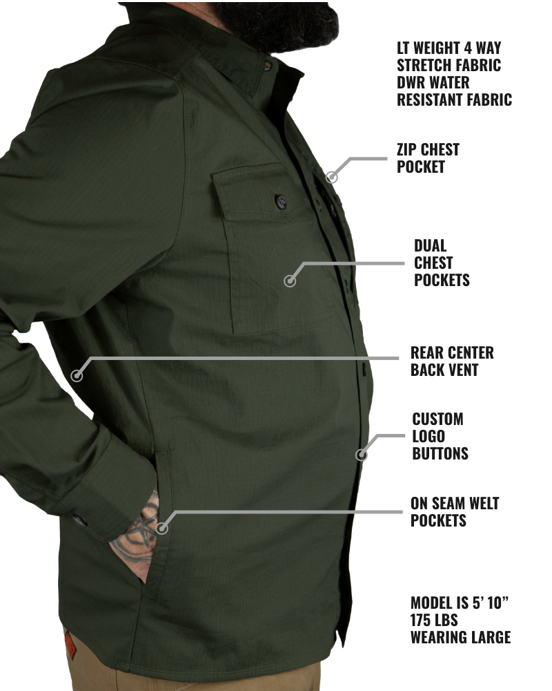 Off The Grid Surplus Echo Bravo LS Army shirt with long sleeves, black color and tactical design.