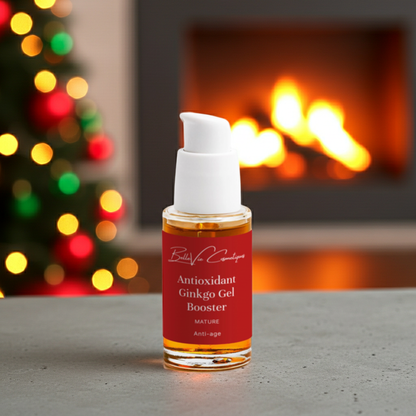 Belleviecosmetic Ginkgo Gel Booster 30ml for hydration, skin protection, and revitalization, shown in a sleek gel container.