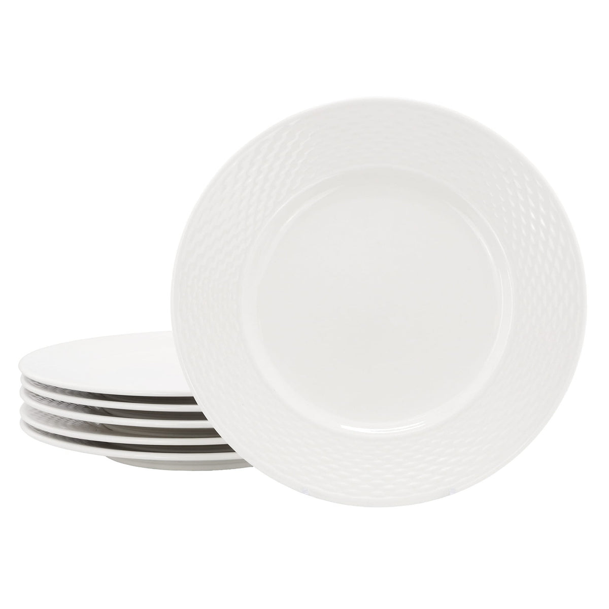 Elama Ophelia 6 Piece Stoneware Dinner Plate Set in White