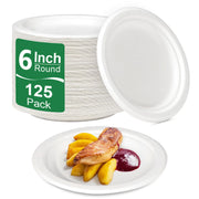 Uniecocus Small Paper Plates 6 Inch 125 Pack Paper Dessert Plates Compostable Eco Friendly Paper Plates Sturdy Mini Paper Plates Disposable for Party