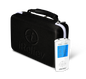 iReliev TENS Unit for pain relief and recovery with case, featuring control screen and electrode pads for targeted muscle therapy.