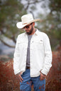 Off The Grid Surplus Earl denim shirt in natural color, long sleeve design with button closure and classic collar.