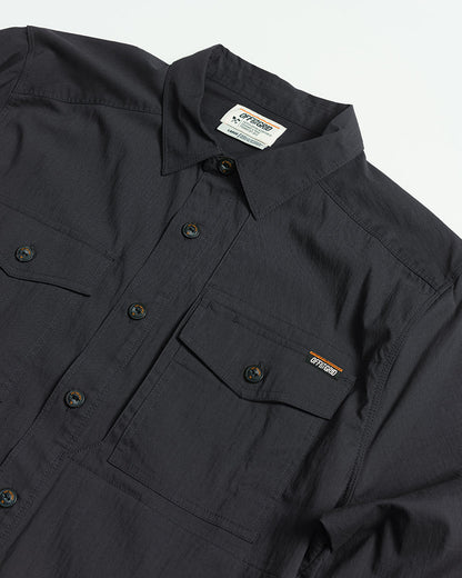 Off The Grid Surplus Echo Bravo LS Shirt in vintage black, long sleeve button-up shirt with a casual fit and classic design.