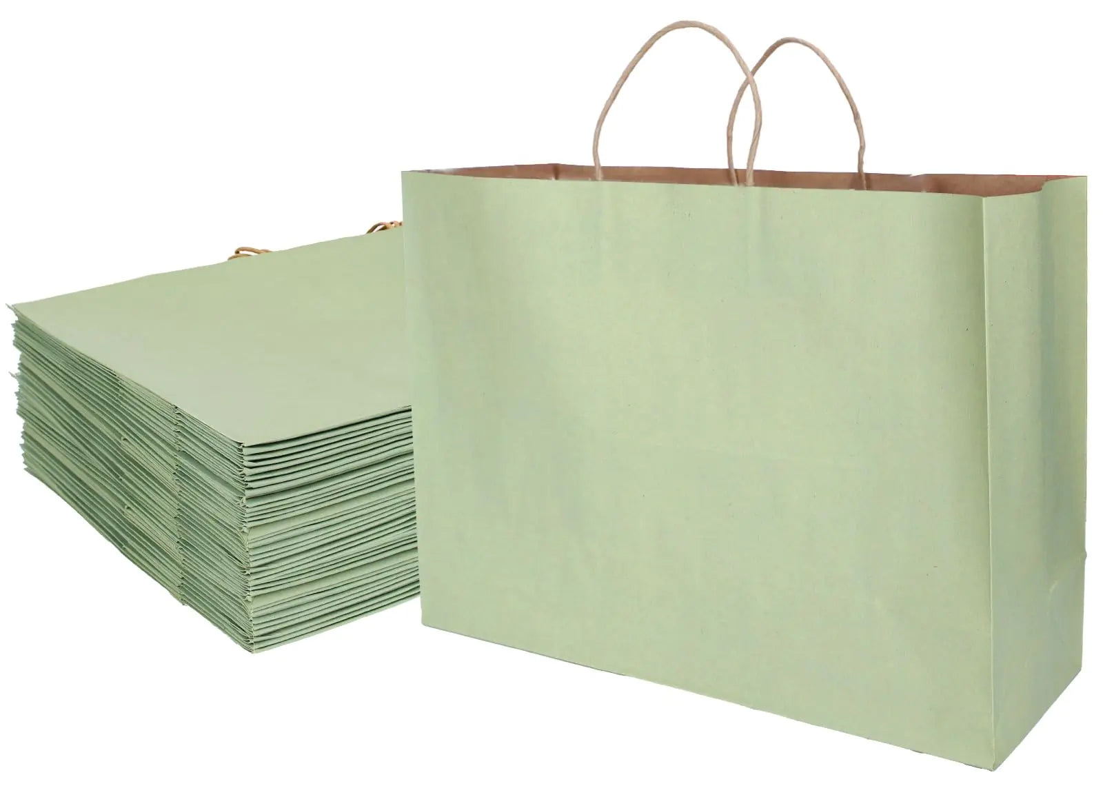 Whaline 30Pcs Sage Green Large Paper Gift Bag Kraft Paper Shopping Bags with Handles for Small Business Clothing Store Grocery Merchandise Party Supplies