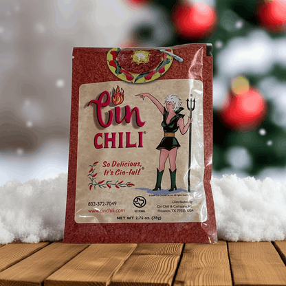 Cinderosa Ranch Cin Chili Seasoning Mix packet with colorful spice blend label on white background