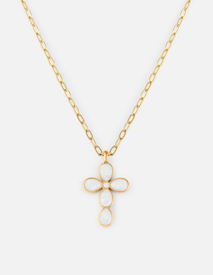Elevated Faith Eternal Light Cross paperclip chain necklace with a delicate cross pendant on a sleek silver chain.