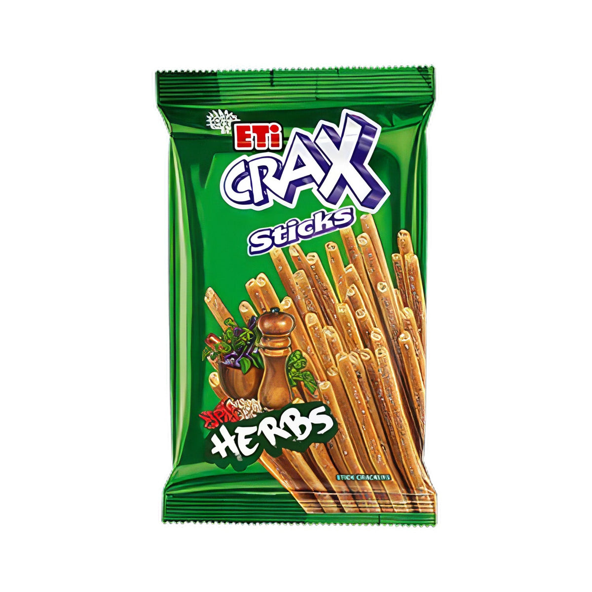 Eti Crax Herbs snack in 123g package, featuring crispy snack with herb flavor from S101 brand.