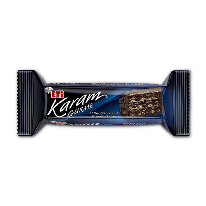 Eti Karam Wafer Cacao snack by S101, showing a crispy chocolate-filled wafer bar in a 50g package.
