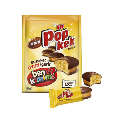 Eti Popkek Banana snack by S101, showing a banana-flavored cake snack in its packaging.