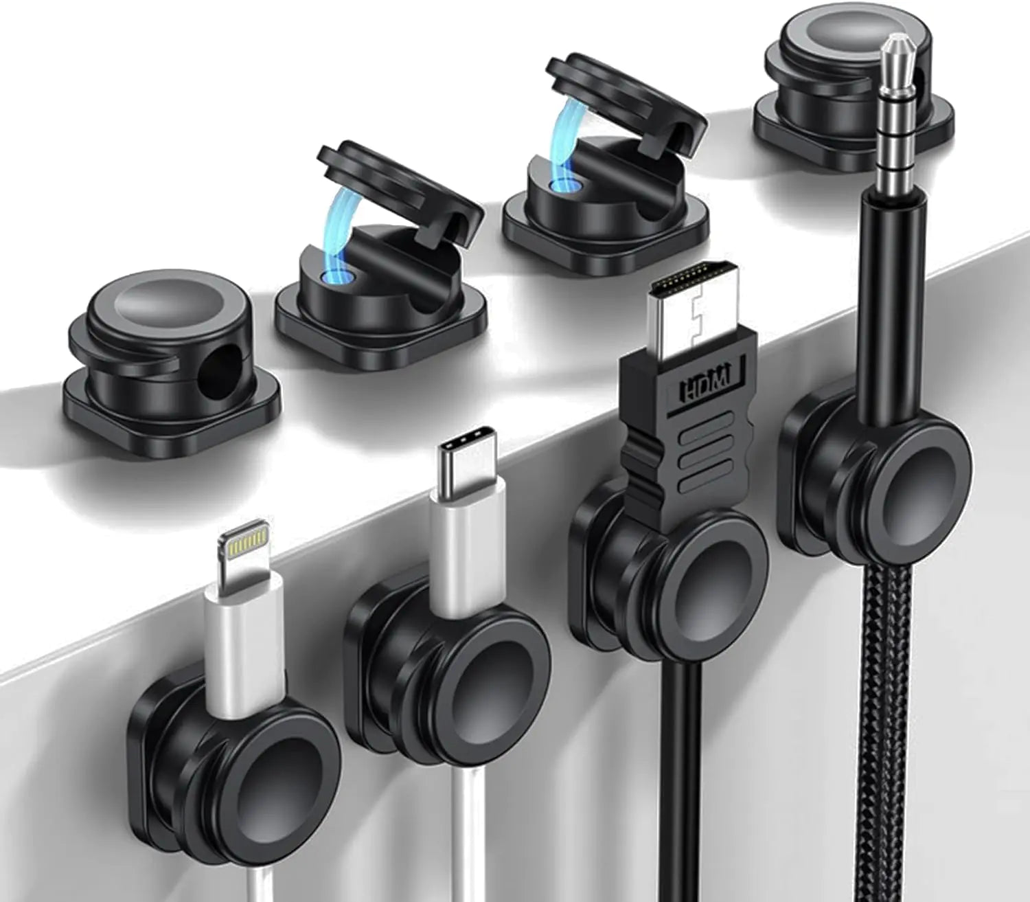 Cord Organizer Magnetic Cable Clips Cable Management Cord Management with Enhanced Adhesive Desk Organizer Office Desk & Computer Accessories for Office Desk Nightstand Wall Car