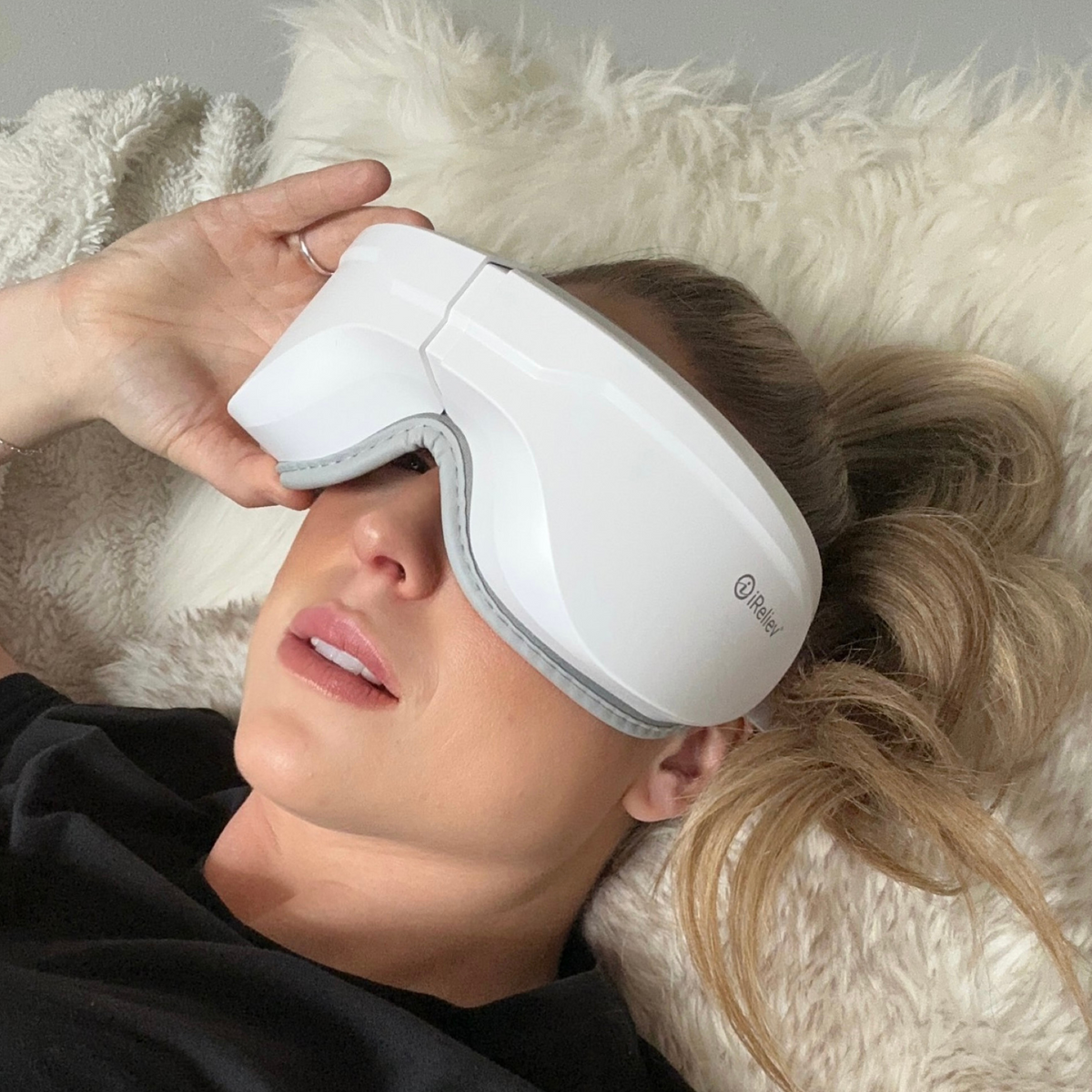 iReliev Relaxable™ Eye Massager with Heat providing soothing massage and warmth for eye relaxation and relief.