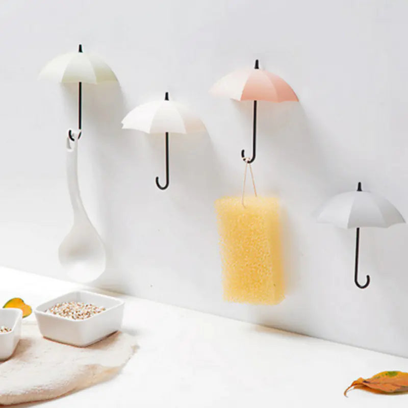 Cute Umbrella Sticky Hooks for Office and Home (Set of 3).