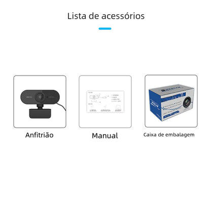 2K HD USB Webcam with Auto Focus, 30FPS, for Streaming and Video Conferencing