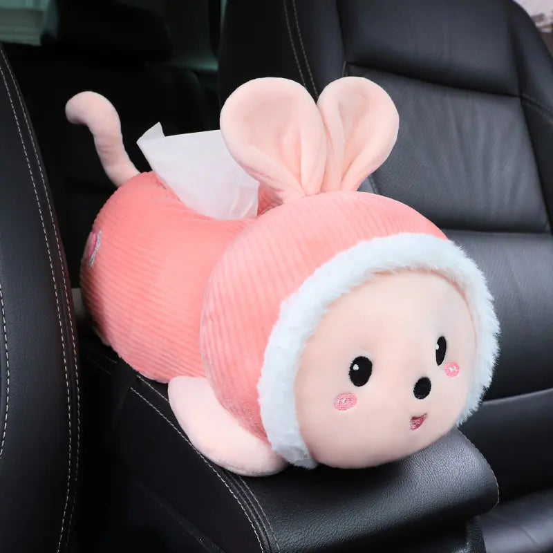 Cute Plush Car Armrest Tissue Box Holder