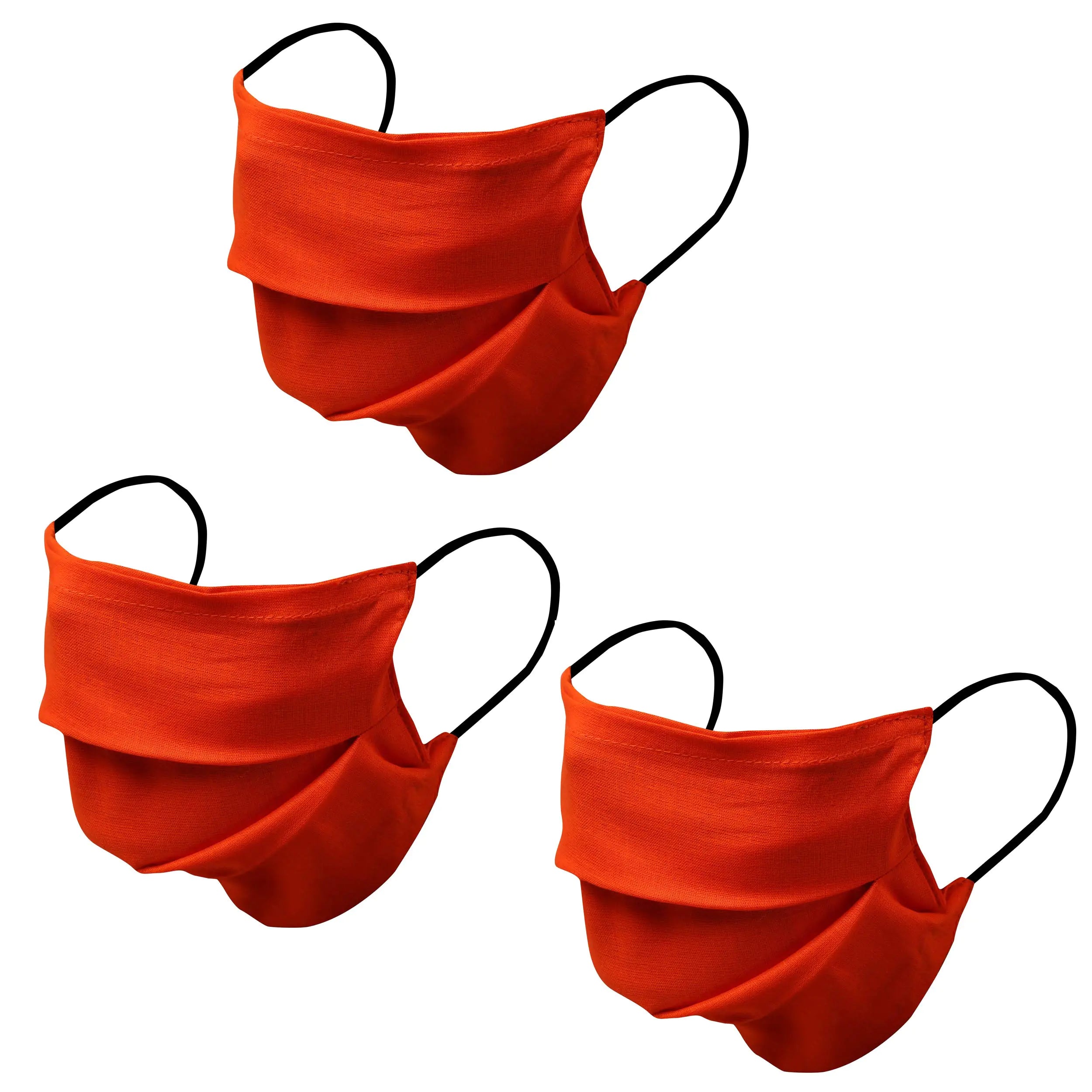 Touchstone soft cotton filter pocket nose bridge double layer face mask Reusable Machine Washable for men women. (Pack of 3). Orange