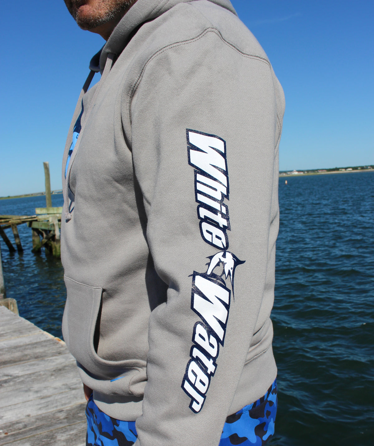 White Water Life Georges Bank hoodie in white, featuring a comfortable fit and nautical design, ideal for casual wear.